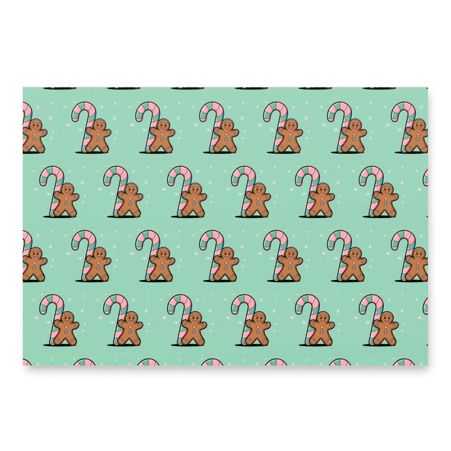 Festive Candy Cane and Gingerbread Man Wrapping Paper Set product image (2)