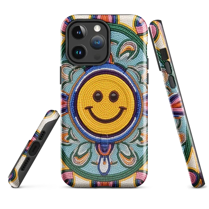 Smiley Face Turquoise Faux-Beadwork iPhone® Tough Case product image (4)