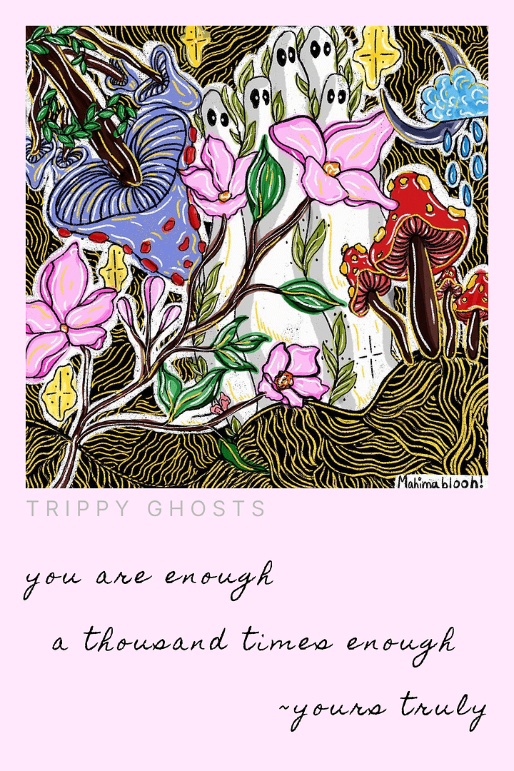 Trippy Ghosts Digital Postcard | Printable | Greeting card | Art prints product image (1)