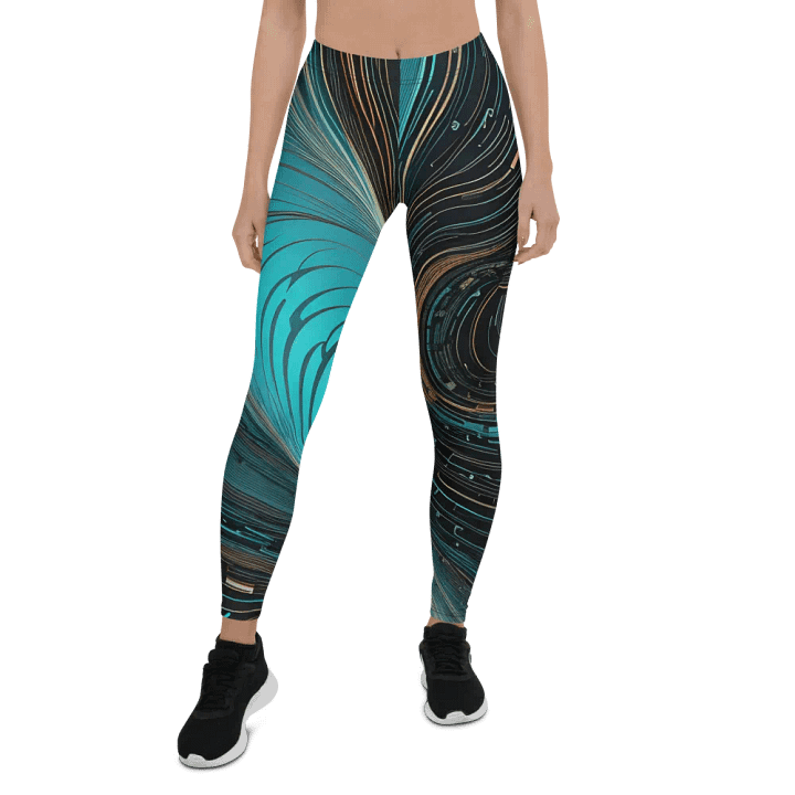 Abstract Psychedelic Neon Blue Motion All-Over Print Leggings product image (1)
