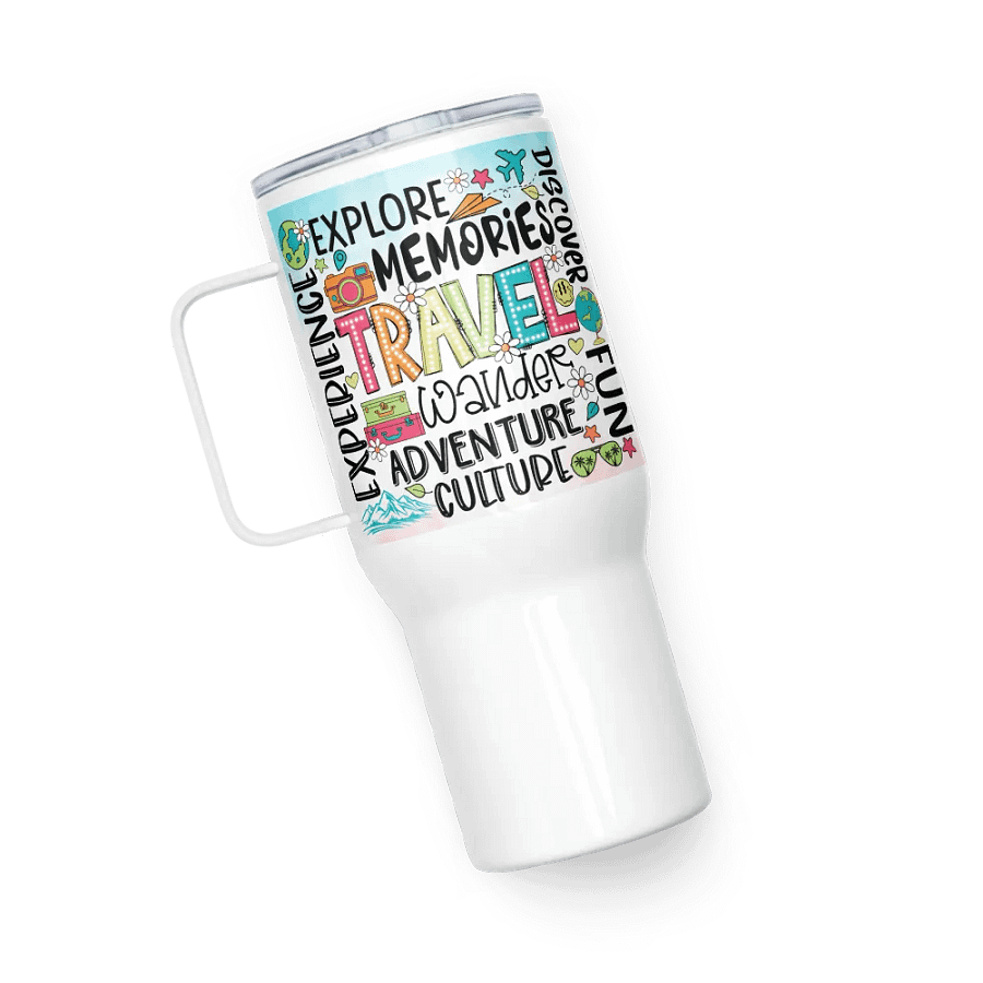 Holiday Vacation Quotes Colorful Tumbler Travel Mug with Handle product image (5)