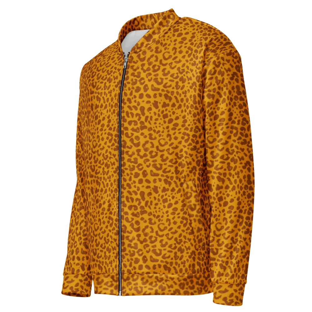Leopard Print Honey Yellow Bomber Jacket product image (7)