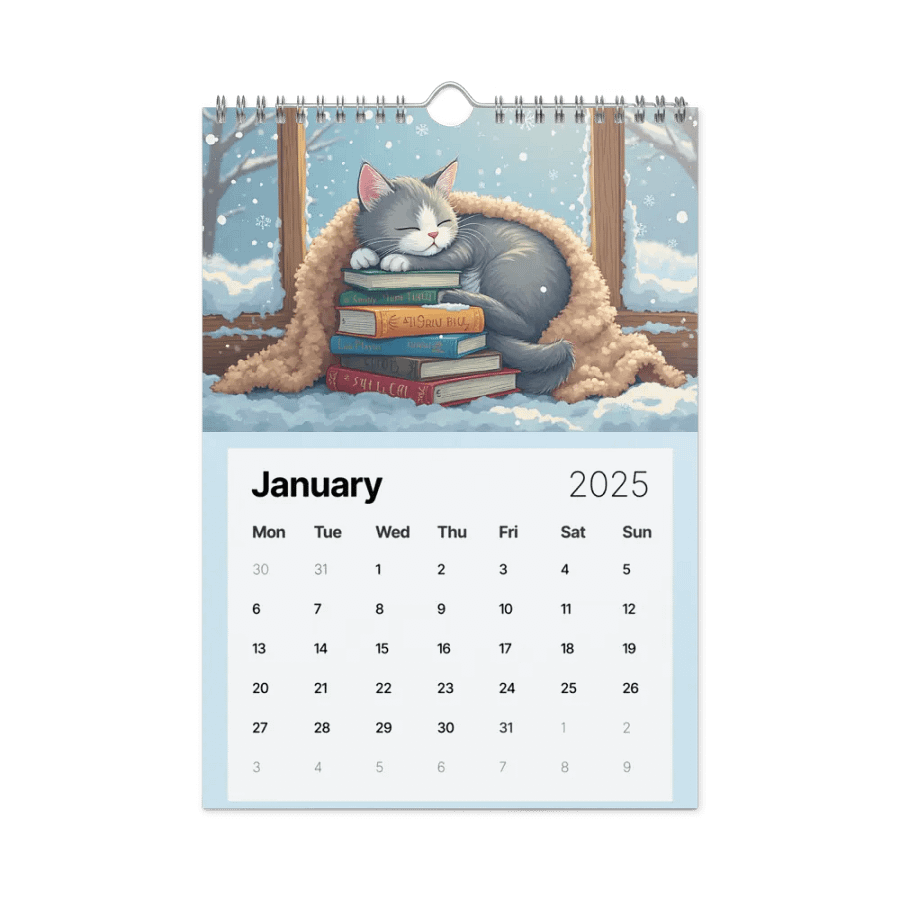 Tales & Tails: 2025 Calendar for Cat and Book Lovers | 8.26″ × 11.69″ (A4) | Book Lover Gifts | Literary Cats Wall Calendar product image (6)