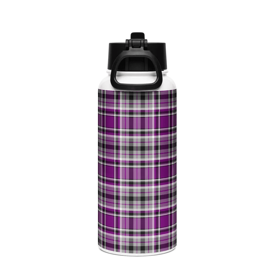Purple, Gray and Black Plaid Water Bottle product image (3)