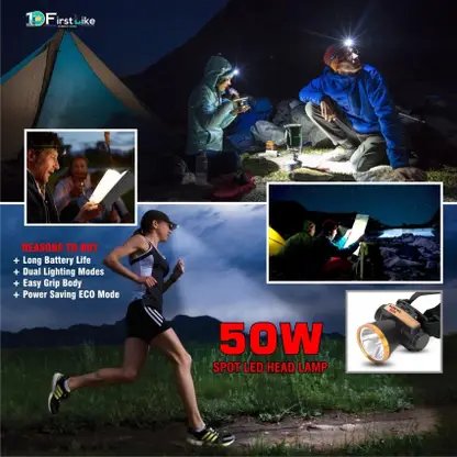 FIRSTLIKE 50 Watt Head Light Torch with Charger Rechargeable Torch product image (3)