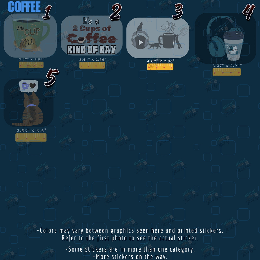 Music, Cats, and Coffee Stickers product image (10)