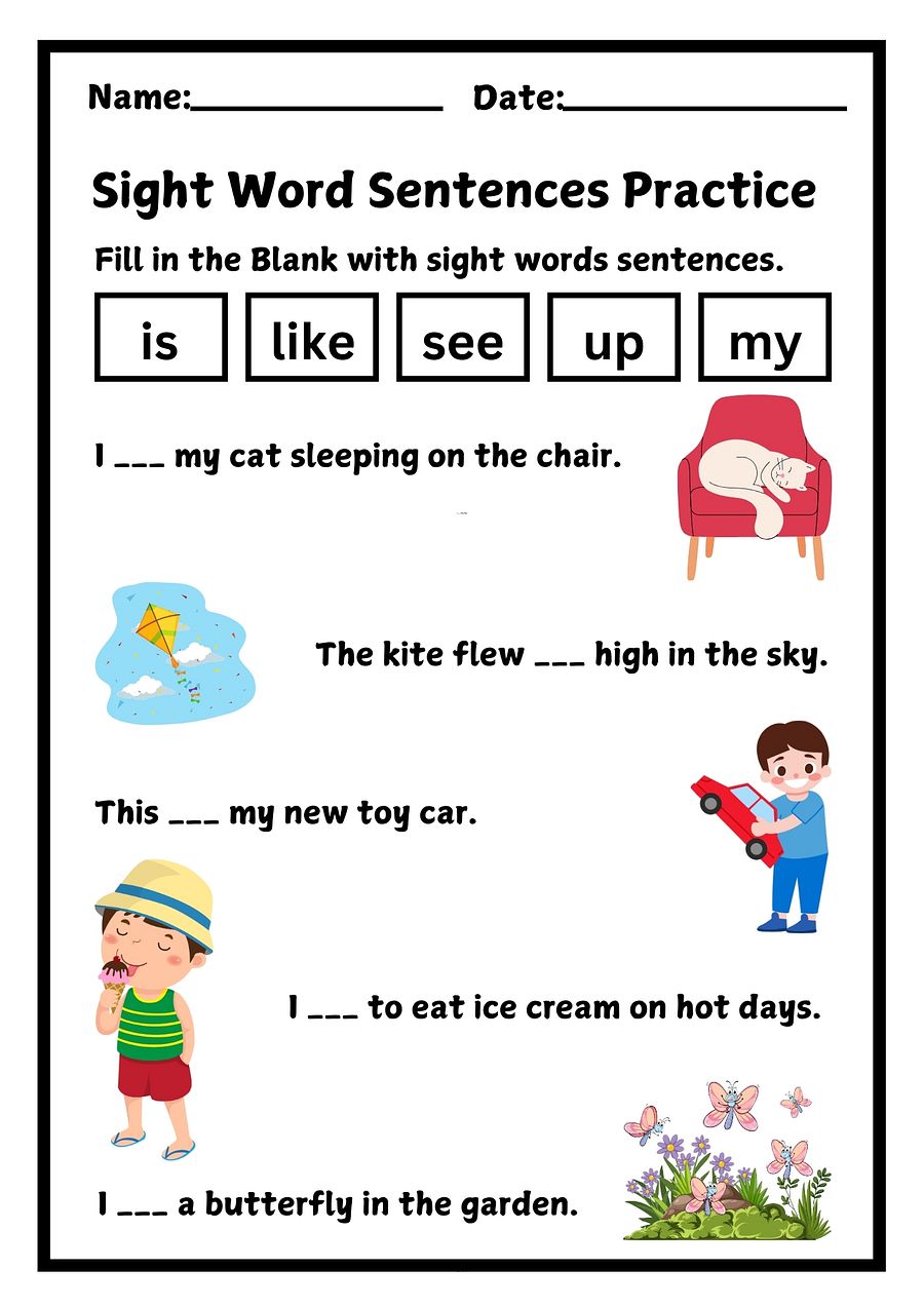 first grade sight words sentence worksheets PDF product image (4)