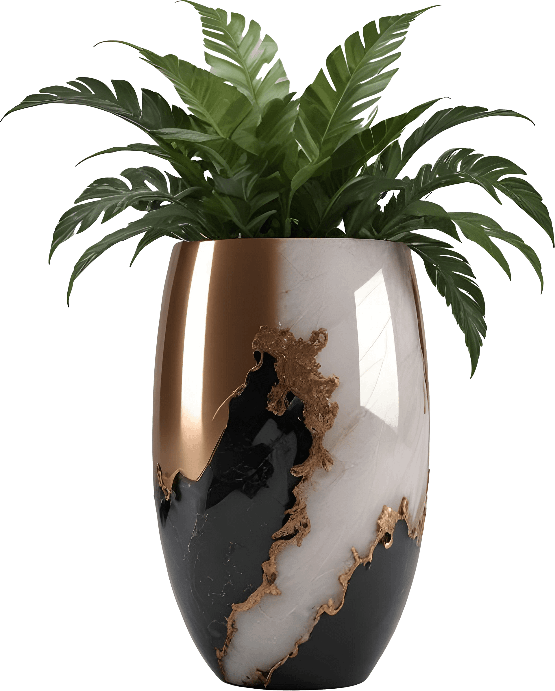 Celestial Aurum – Luxury vase with greenery decor PNG product image (1)