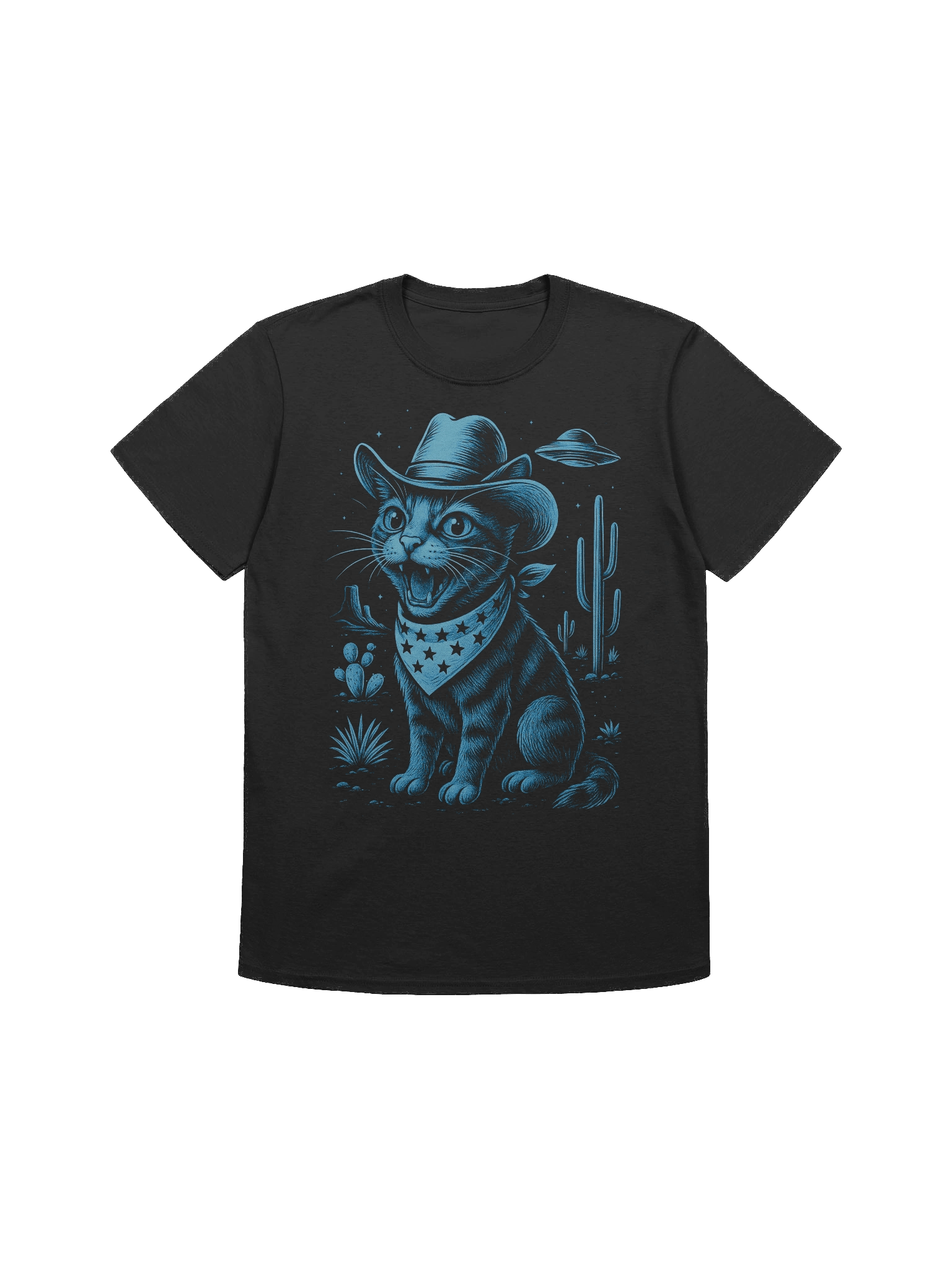 UFO Cowboy Tabby Cat T-Shirt product image (2)