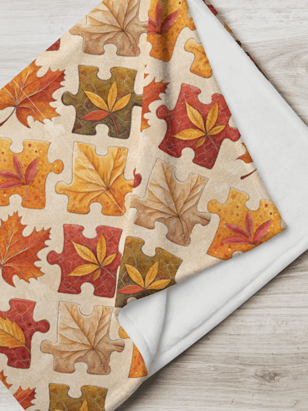Cozy Fuzz: Autumn Jigsaw Puzzle Printed Throw Blanket product image (1)