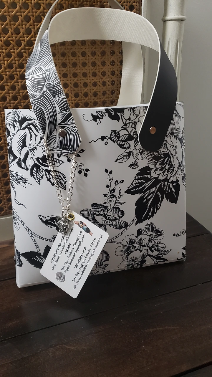Handmade Chic Blooms Stylish Black and White Flower Gift Bag with Charms product image (1)