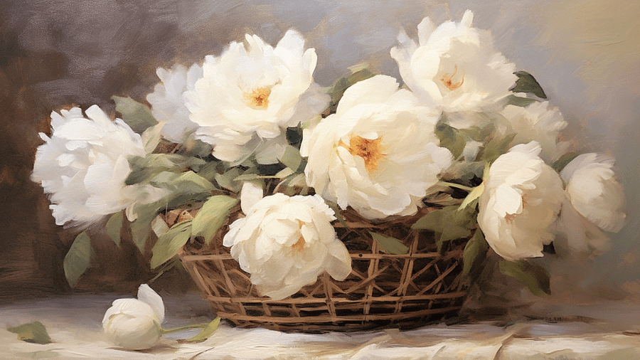 Vintage TV Art Floral Painting - No Frame, Digital Download product image (1)