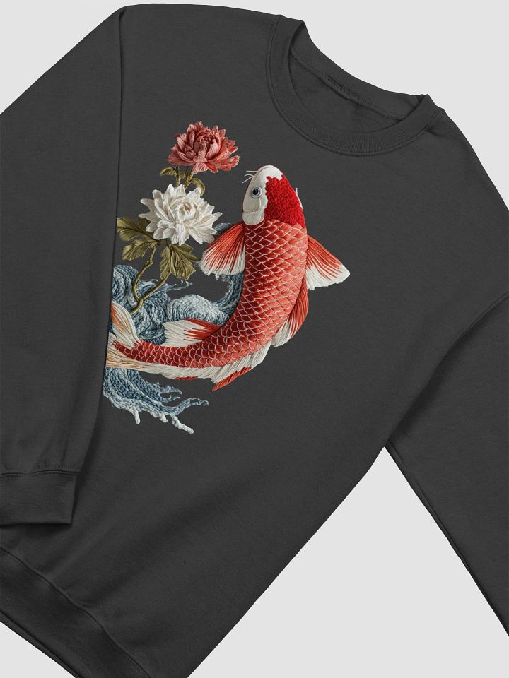 Embroidered Koi Sweatshirt – Elegant Japanese Fish Design in 3D Detail product image (2)