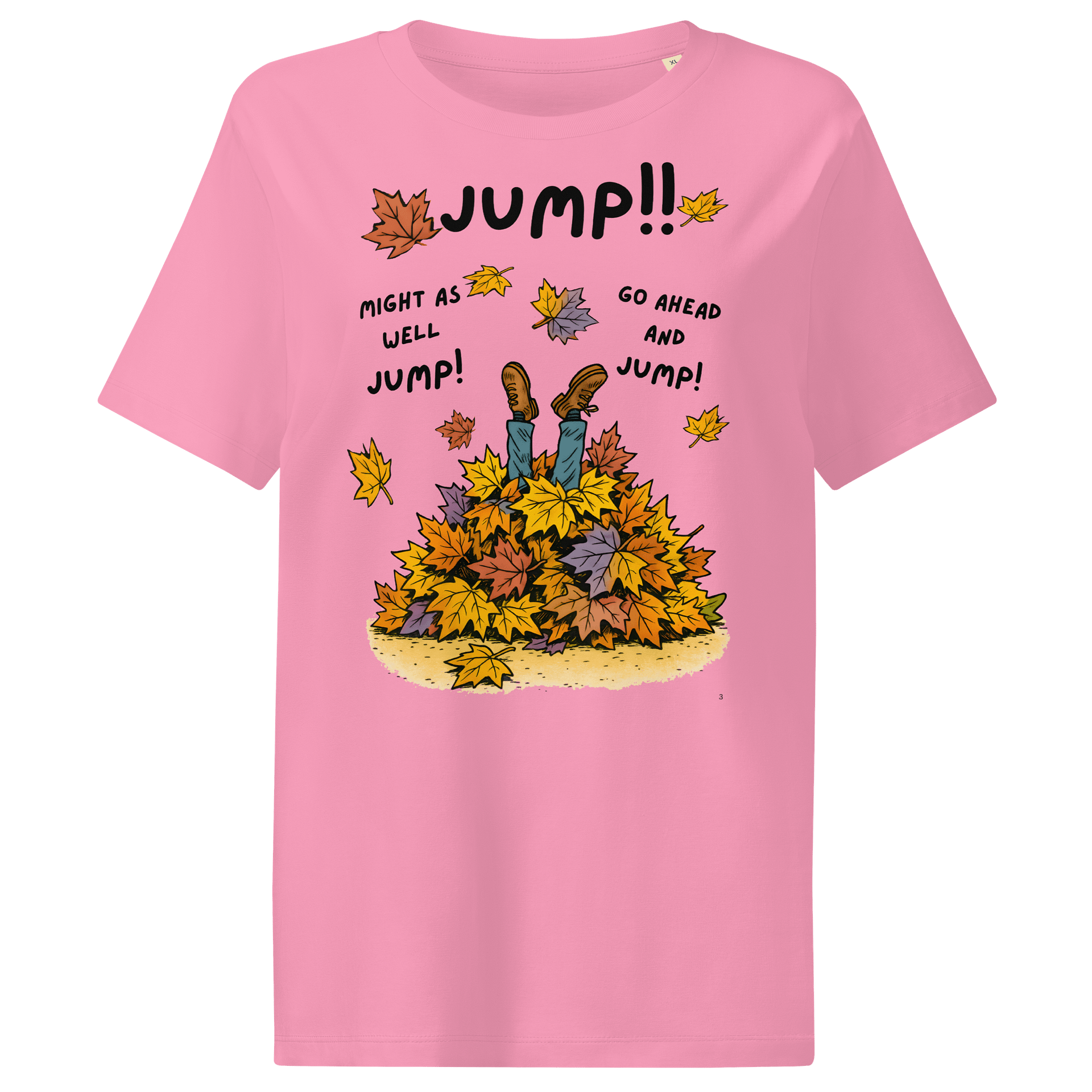Women's Organic Ribbed Neck T-Shirt Funny Fall Jumping in leaves Graphic product image (5)