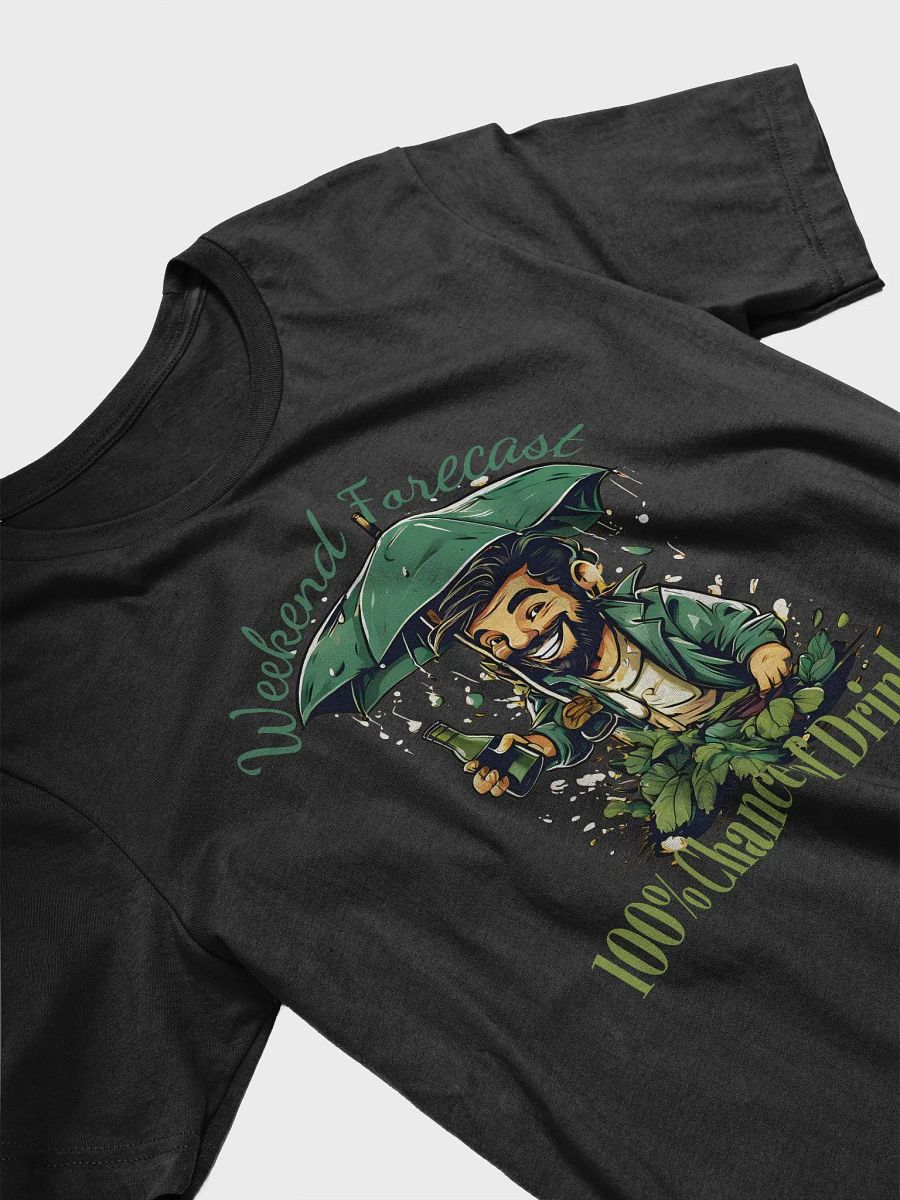 Weekend Forecast: 100% Chance of Drinks Funny T-Shirt | Funny Rain of Bottles Graphic Tee for Wine Lovers product image (4)