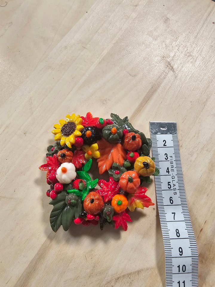 Pumpkin Harvest Wreath Magnet – Handmade Polymer Clay Fall Decor product image (2)