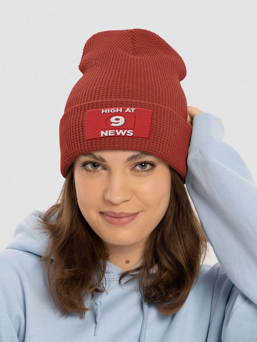 HA9N Official Logo Embroidered Red Waffle Beanie product image (5)