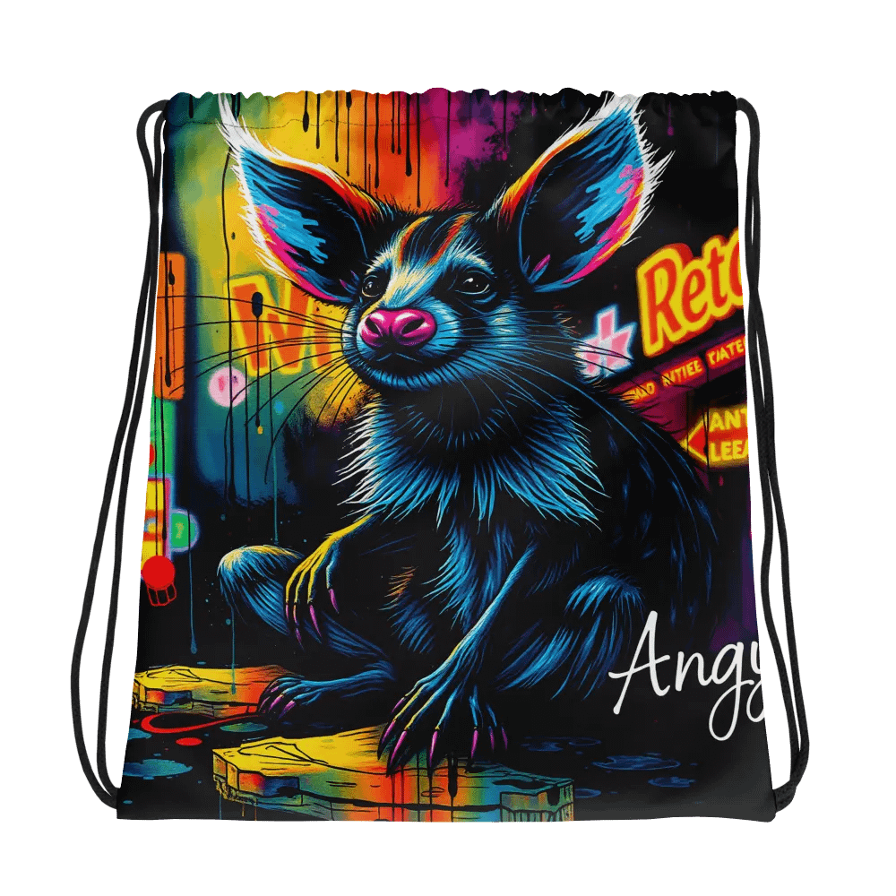 Neon Glowing Rodent All-Over Drawstring Bag product image (1)