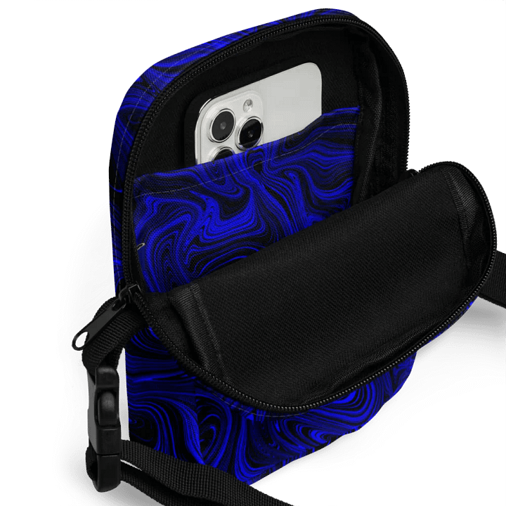 Utility Crossbody Bag - Dark Blue and Black Fluid Swirls product image (2)