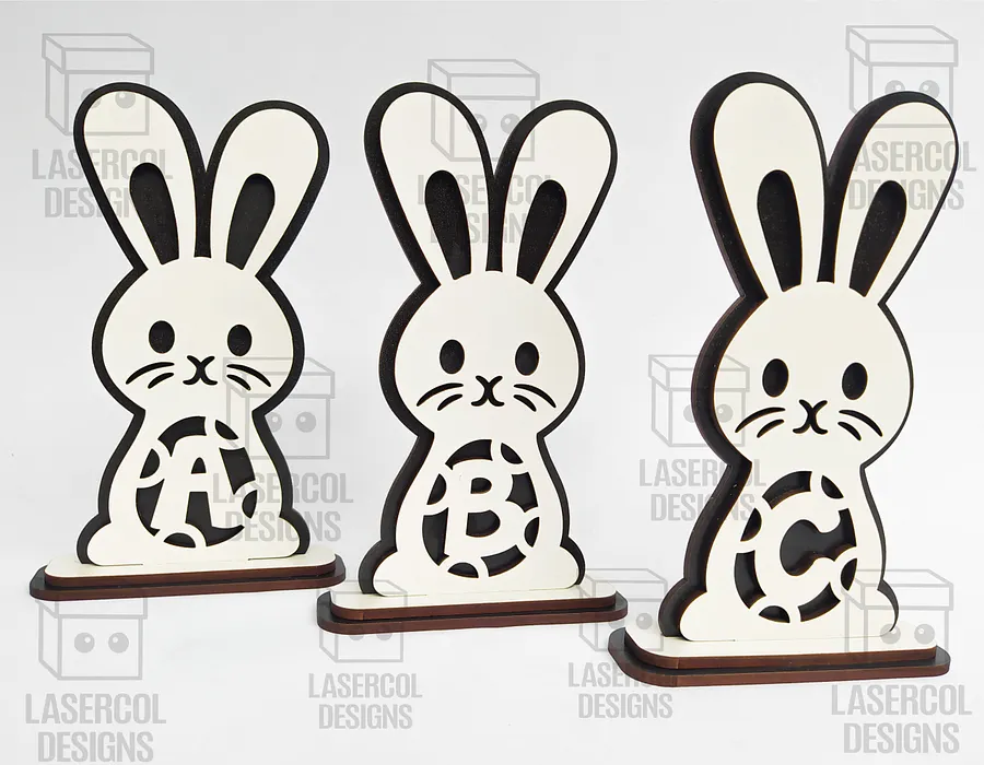 Easter Bunny Monogram Set 1 (3 Sizes) - Laser Cut Files product image (9)
