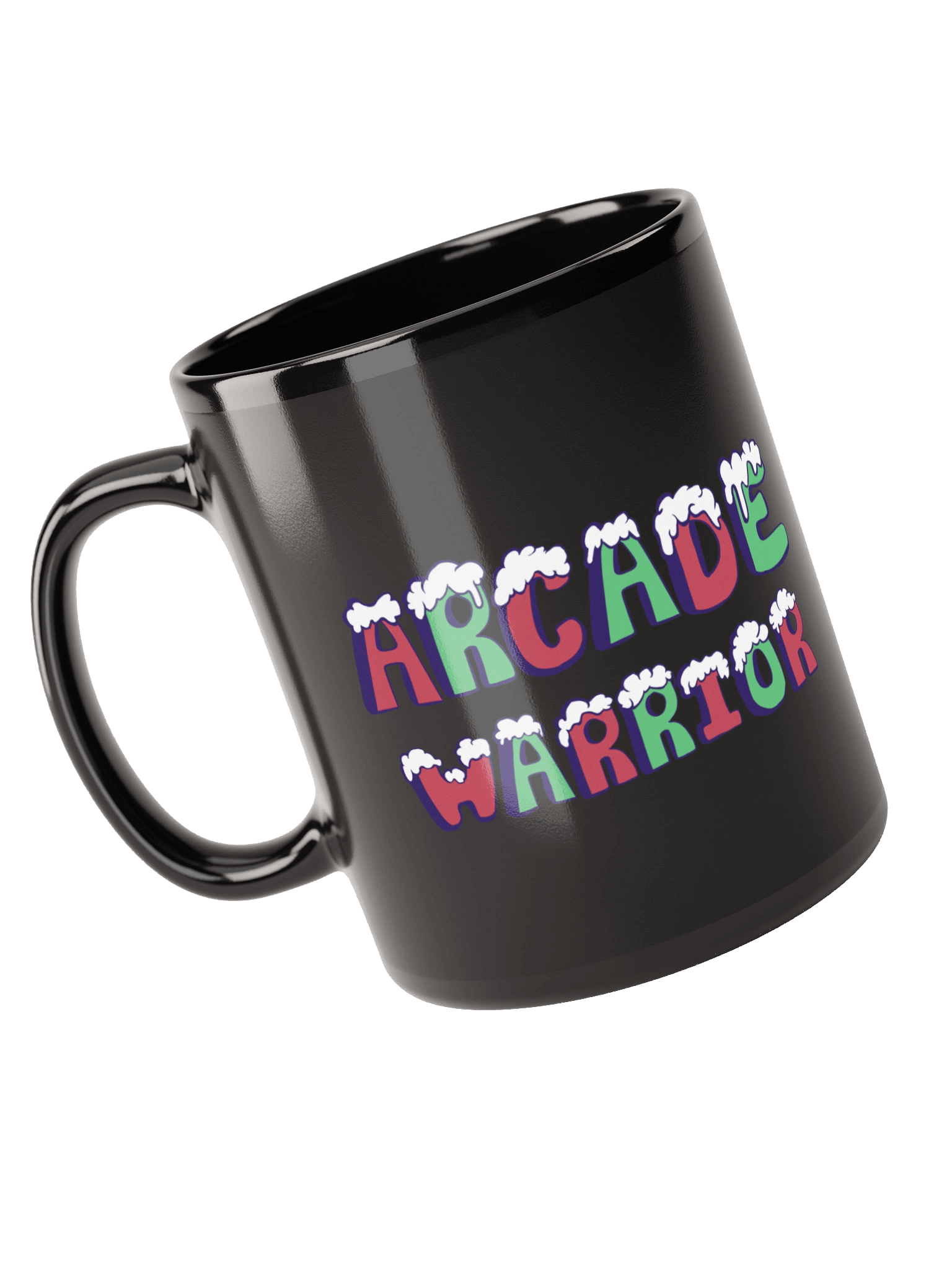 Arcade Warrior Holiday Logo Black Mug for Christmas 2025 product image (1)