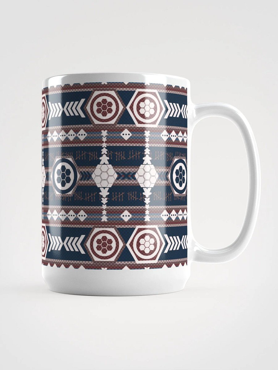 Rustic Southwestern Pattern Board Game Mug, Blue Red Purple 15 oz large mug with Aztek pattern product image (3)