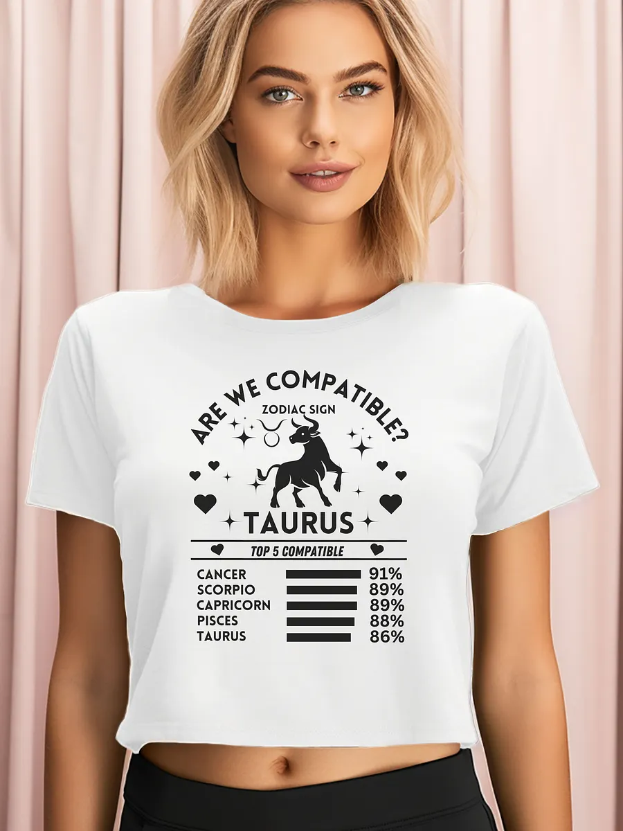Taurus Zodiac Sign Romantic Compatibility - Light Colors - AS Colour Women's Premium Crop Top product image (1)