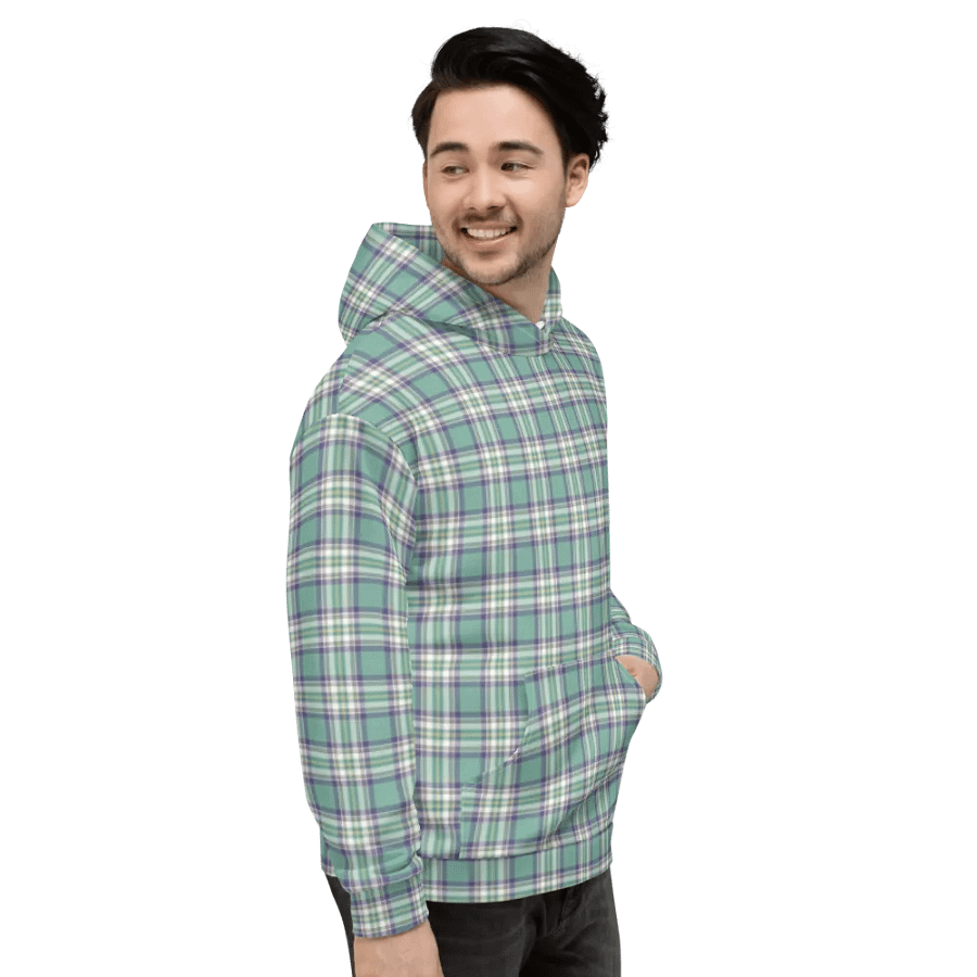 Light Green, Purple, and Yellow Plaid Hoodie product image (5)