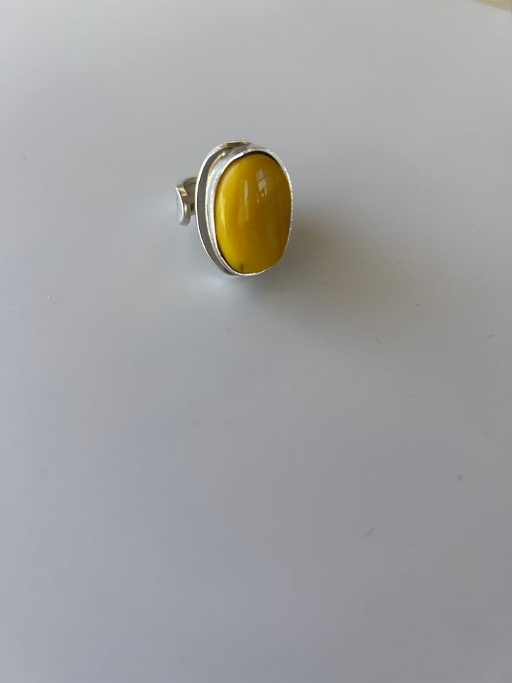 Baltic Egg Yolk Amber 925 Sterling Silver Adjustable Ring product image (1)