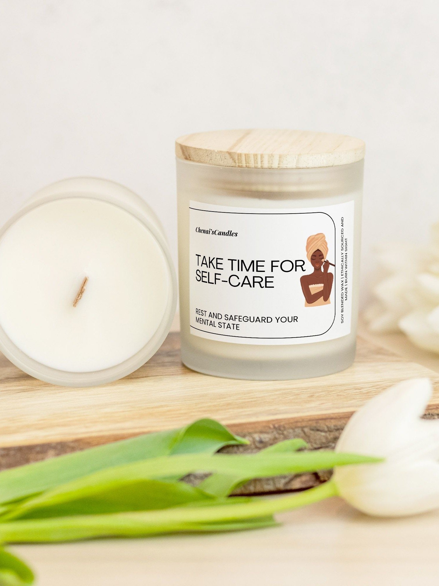 Wellness candle frosted glass product image (2)