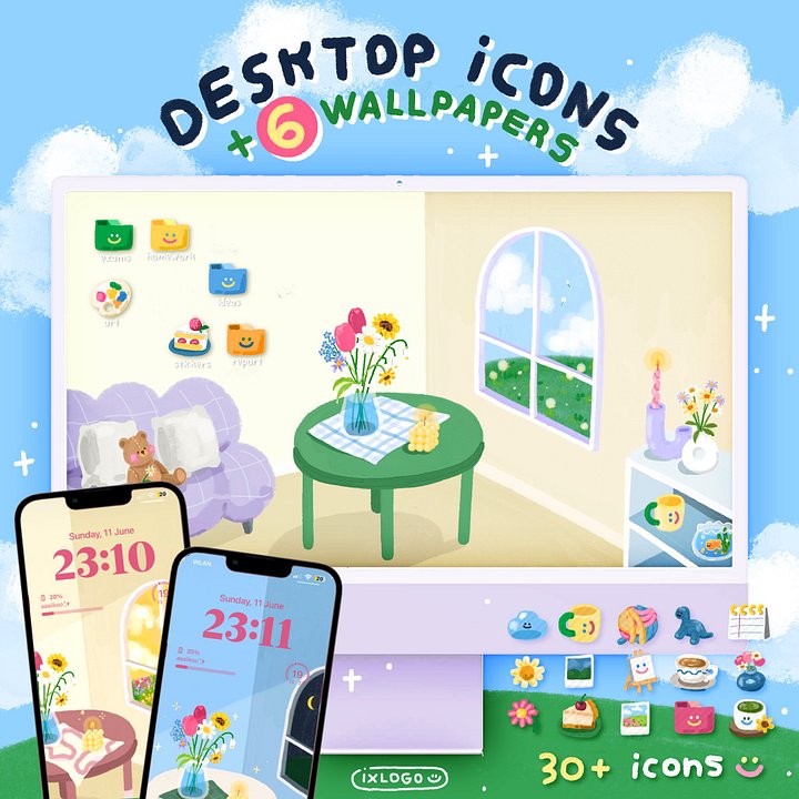 IXLOGO| 30 ICONS + WALLPAPERS little living room (for iOS & Windows) product image (1)