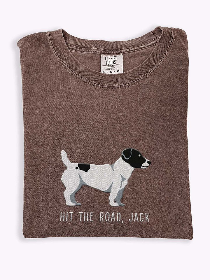 Hit the Road, Jack T-Shirt(Embroidered) of a Jack Russell Terrier(Black & White) product image (1)