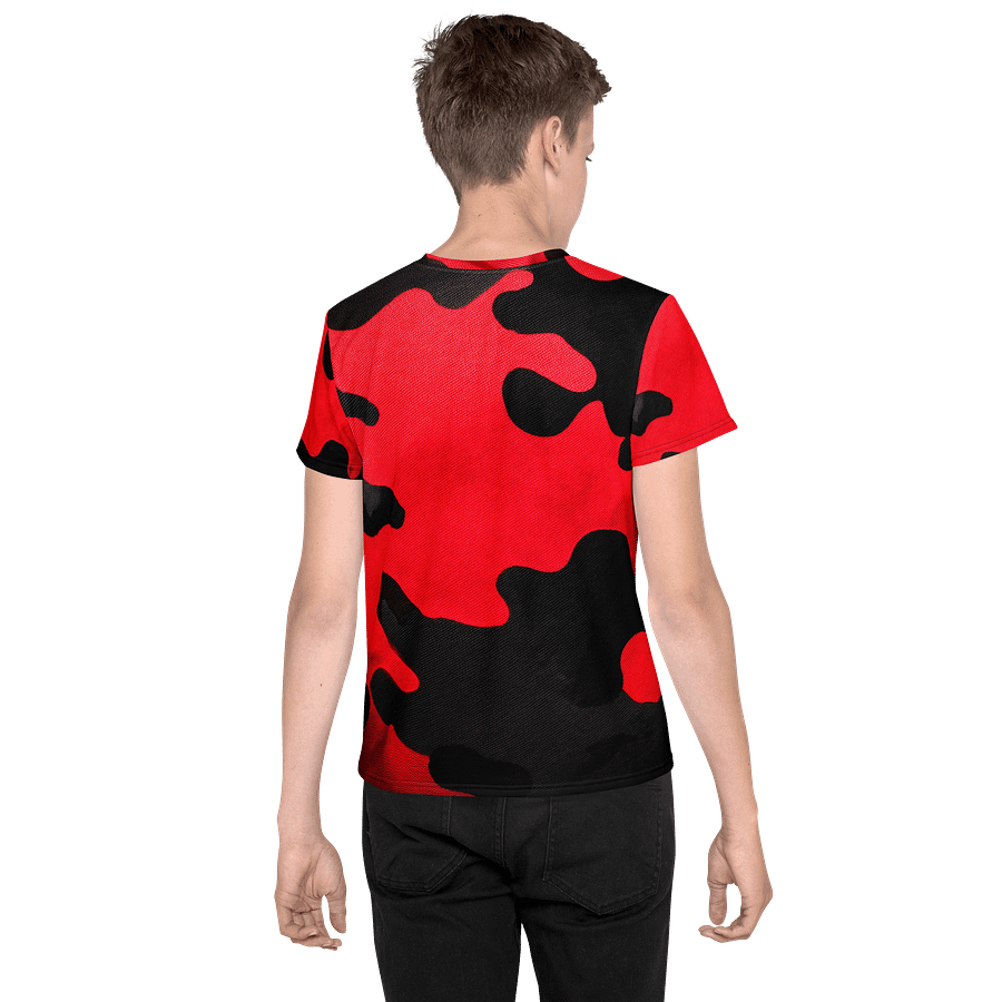 Youth Crew Neck T-Shirt black and red camo product image (2)