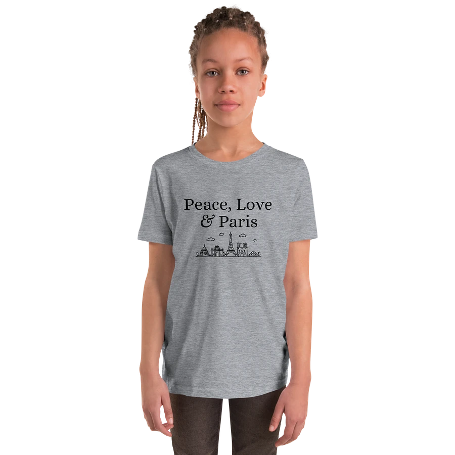 Peace, Love and Paris with Monuments Youth T-Shirt | Black Ink product image (87)