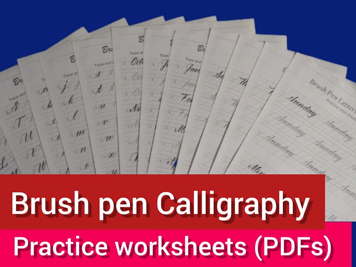 Brush pen lettering printable worksheets | (PDFs) easy to trace and practice Calligraphy product image (2)