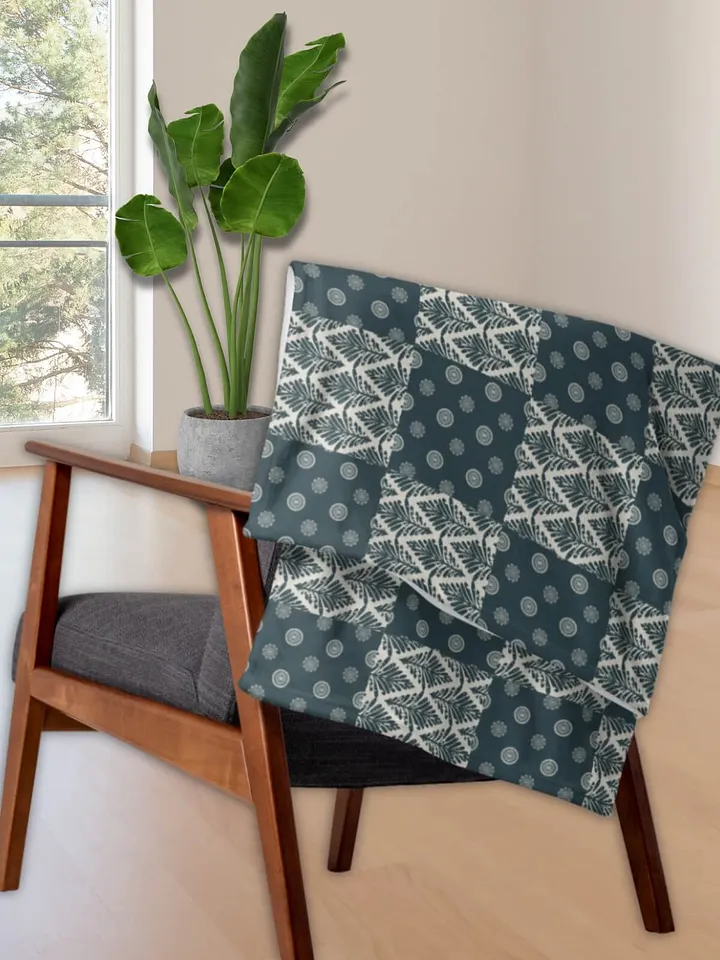 Boho Patchwork Dark Slate Grey Throw Blanket product image (2)