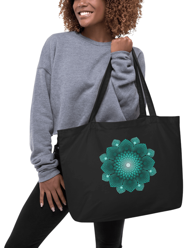 Turquoise Dot Mandala Organic Cotton Tote Bag product image (1)