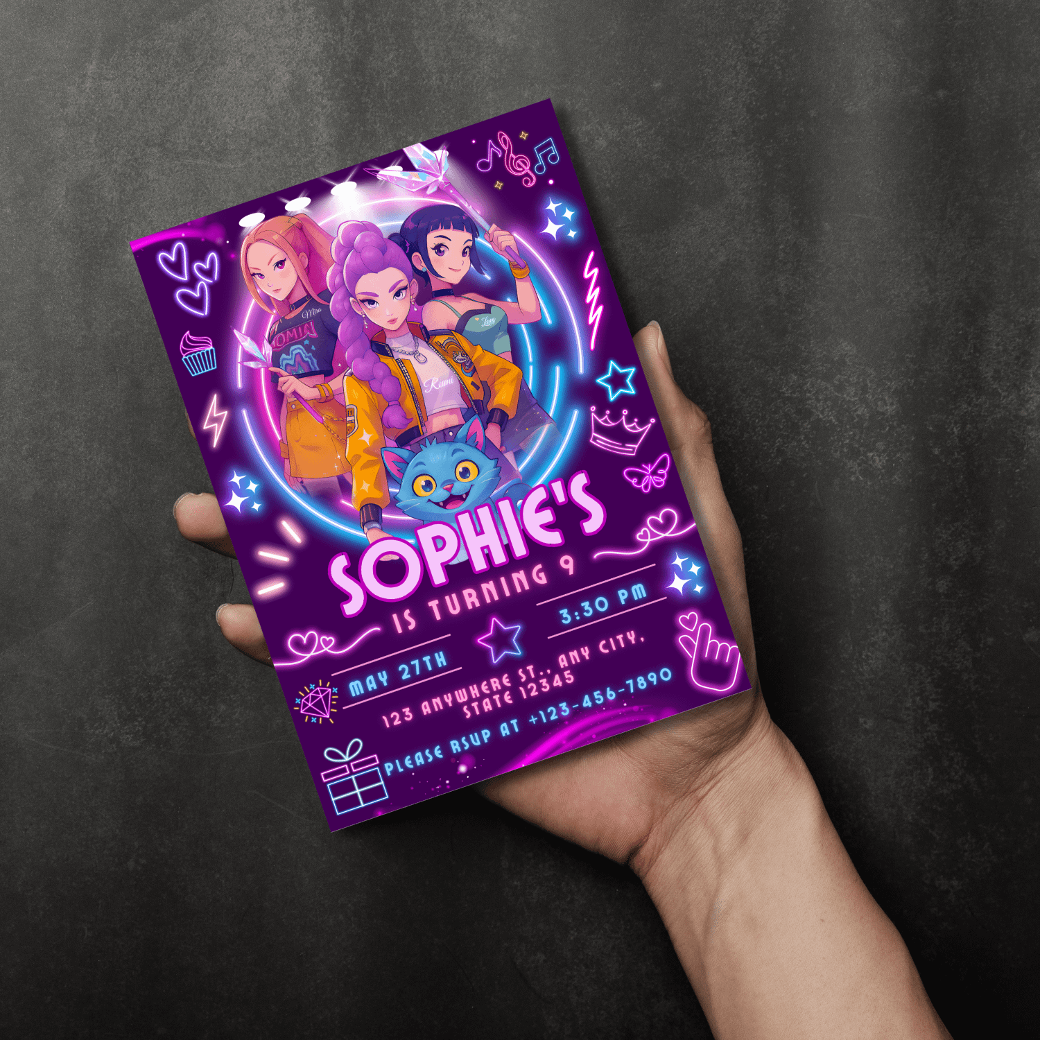 K-Pop Demon Hunters Birthday Invitation – Editable Canva Template product image (5)