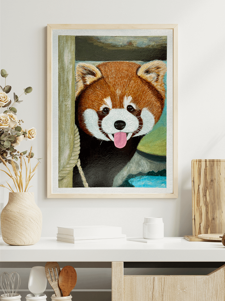 Peek-A-Boo Red Panda Painting – Original Acrylic Wildlife Art product image (1)