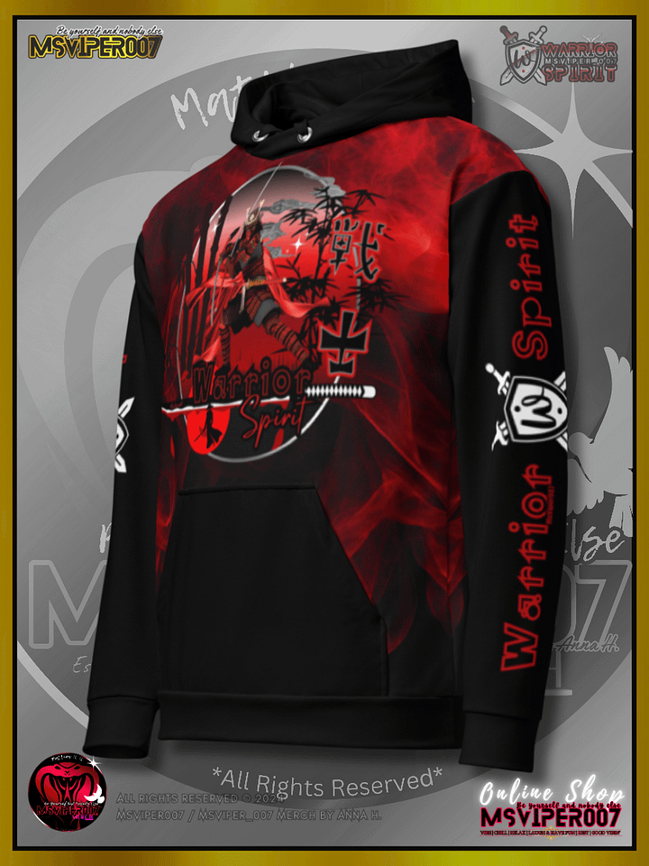 Hoodie - MsViper007's "Warrior Spirit" (crimson /V2/) [AOP] - Cozy Hoodie By Anna H. product image (2)