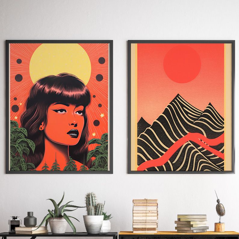 Vintage Japanese Lithograph DIGITAL Print Set of 6 product image (6)