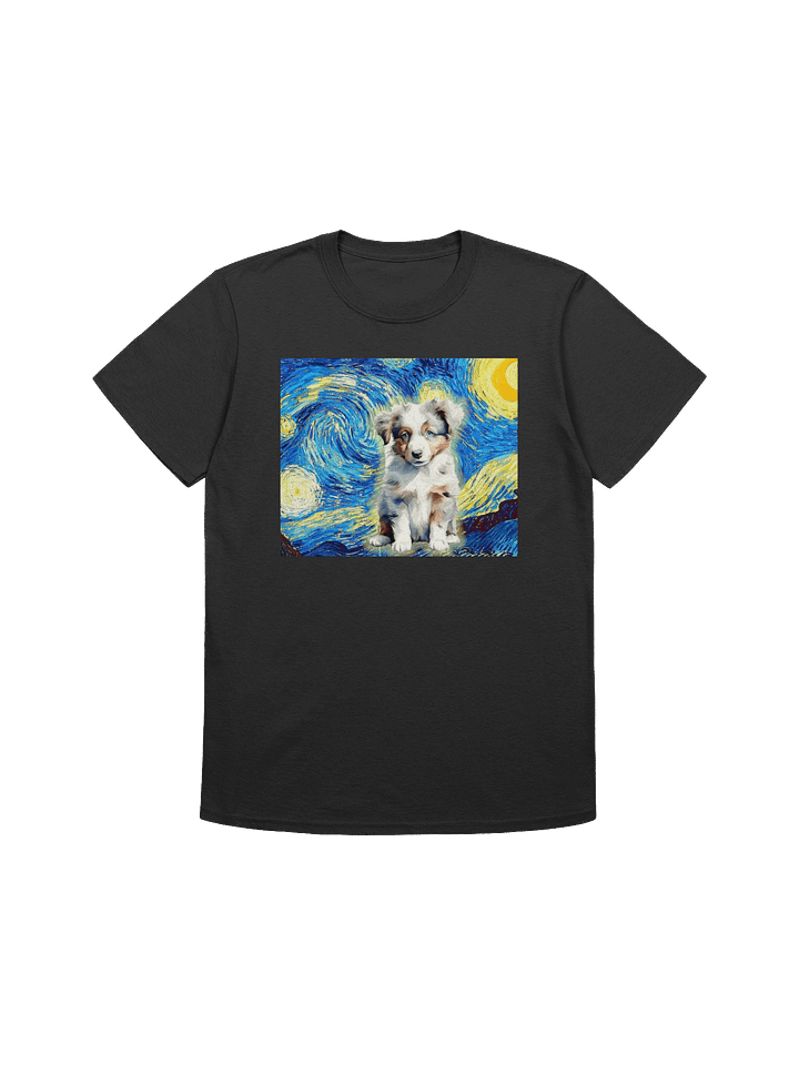 Blue Merle Australian Shepherd Puppy Starry Night Impressionist Dog Art T-Shirt product image (1)
