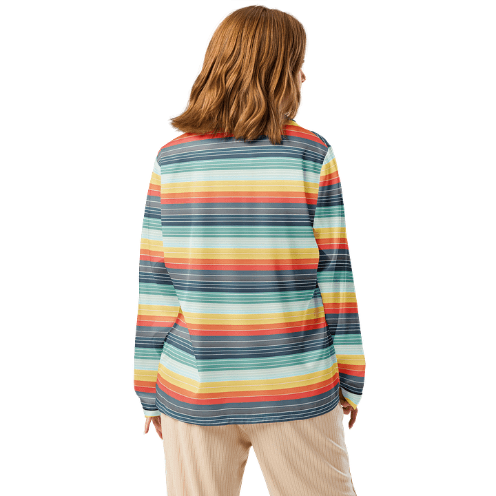 Stripey Long Sleeve Pajama Top in 70's Color Gradient product image (3)