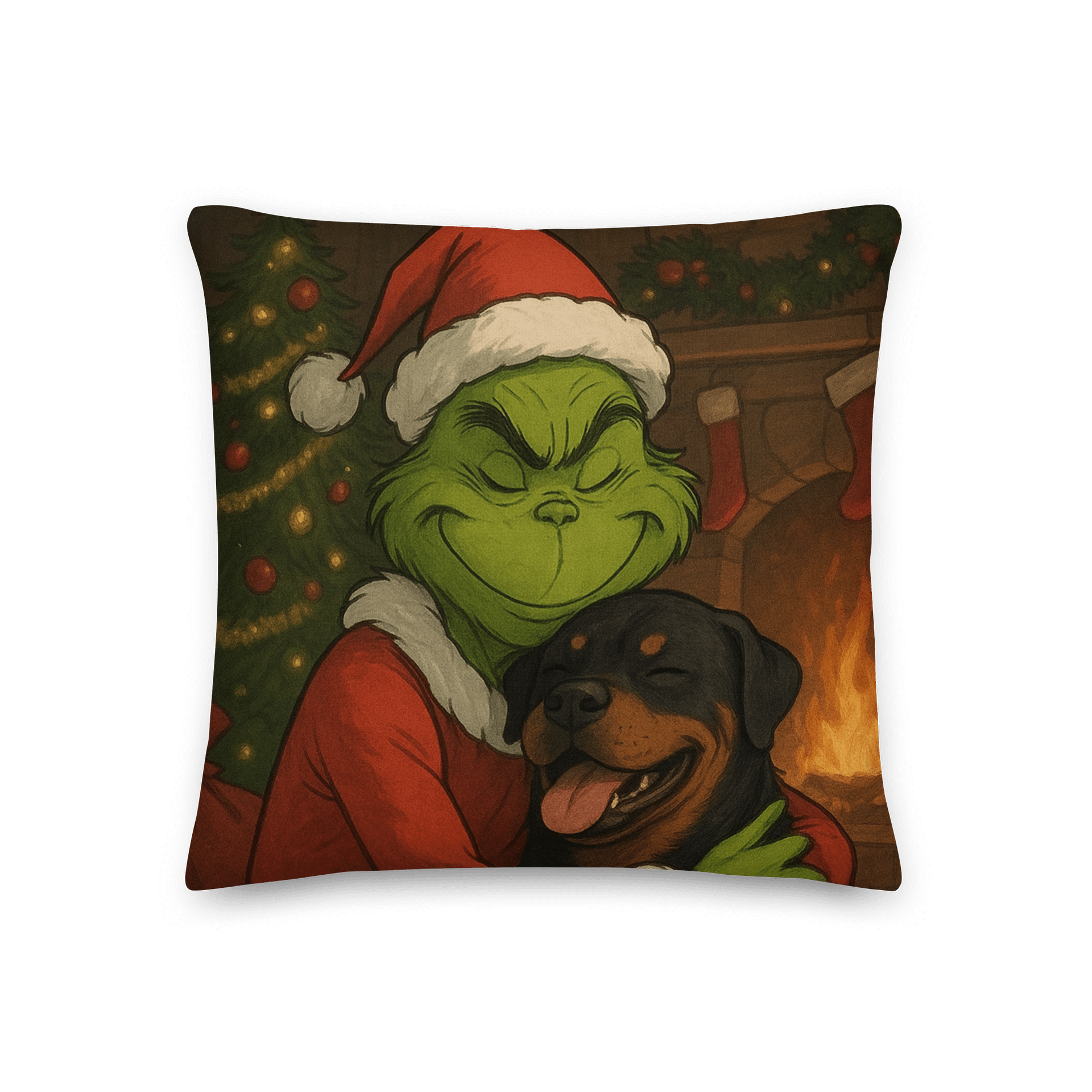 Grinch & Rottweiler Christmas Premium Pillow product image (3)
