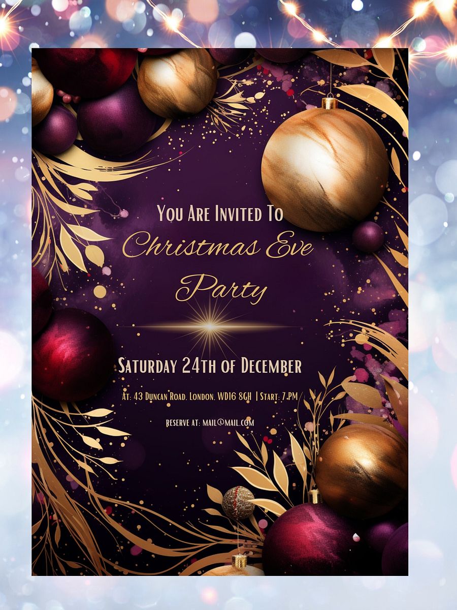 Beautiful Purple and Gold Christmas Party Invitation | Editable in Canva | Christmas Party Printable | Holiday Invitation Template | Canva product image (4)