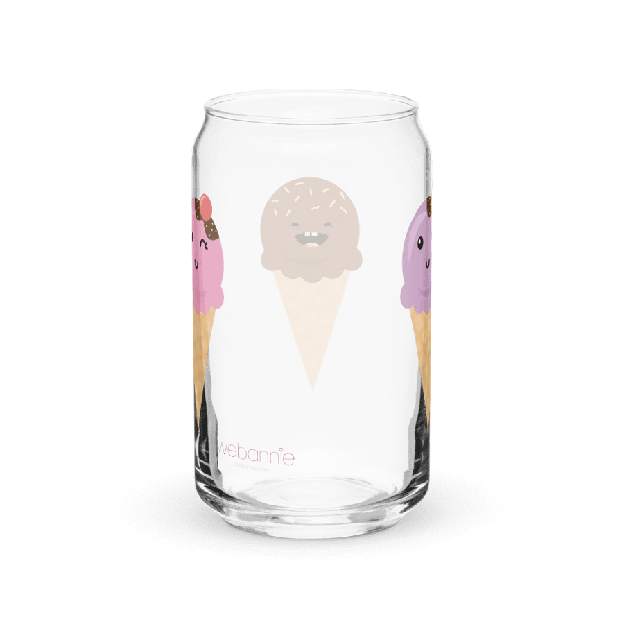 3 Ice Cream Cone Characters on Can Shaped Glass product image (8)