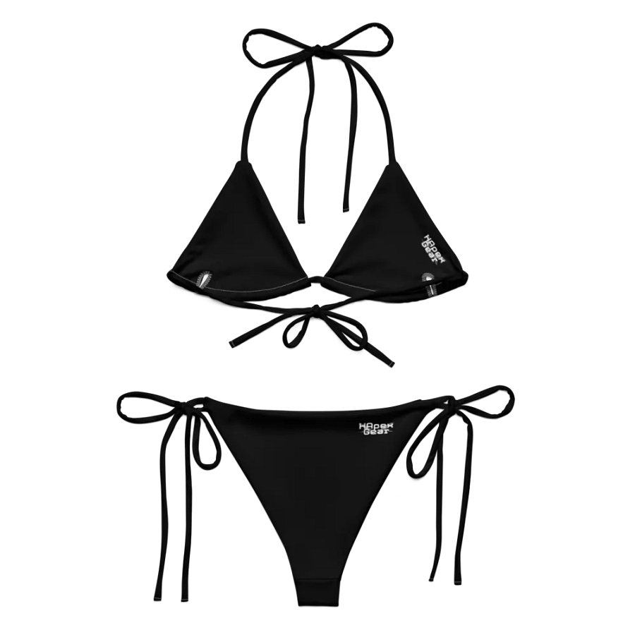 White HApex Gear White Logo Cancer Awareness Orange Ribbon. Black Recycled String Bikini product image (3)