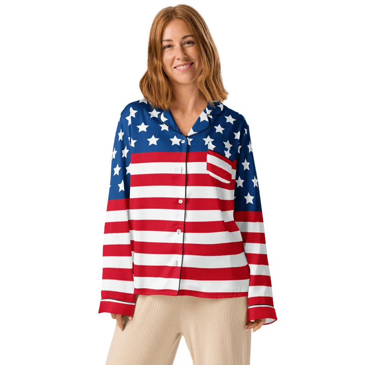 Graphic Grove Women’s American Flag Long-Sleeve Pyjama Top product image (1)