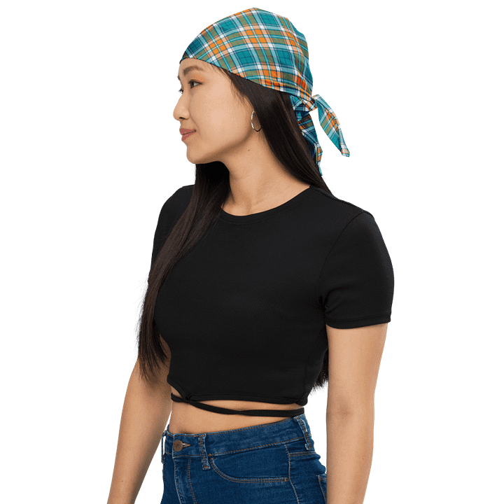 Turquoise and Orange Sporty Plaid Bandana product image (1)