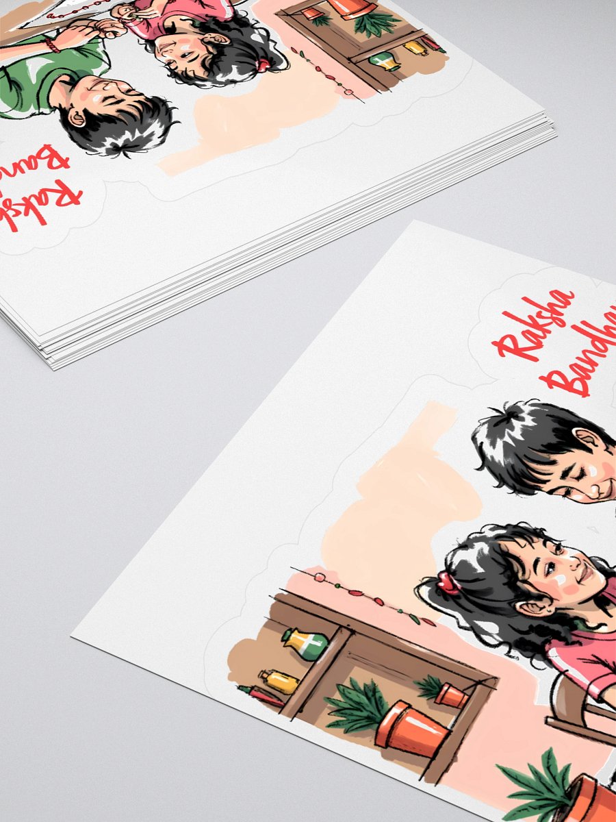Traditional Raksha Bandhan: Sister’s Love in Art Sticker product image (12)